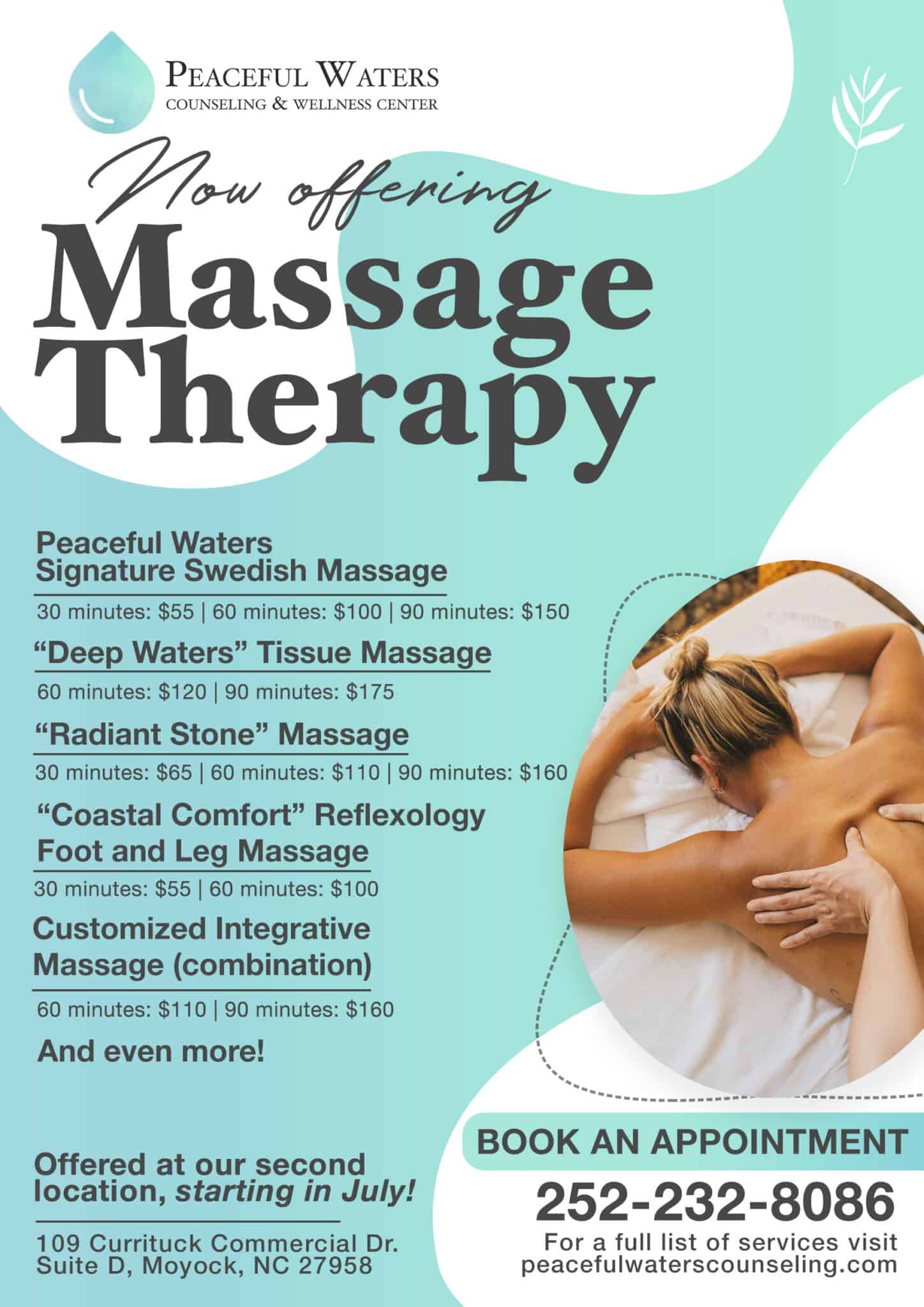 Massage Therapy - Peaceful Waters Counseling Center