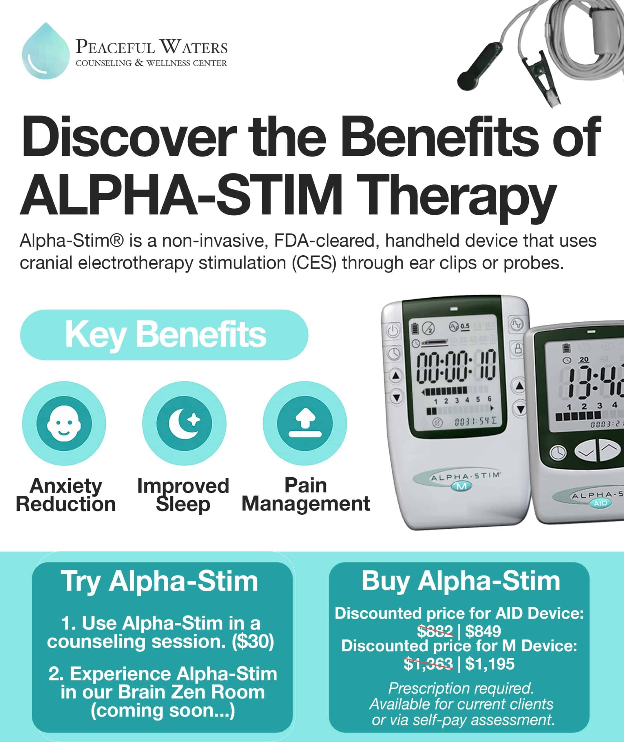 Alpha-Stim - Peaceful Waters Counseling Center